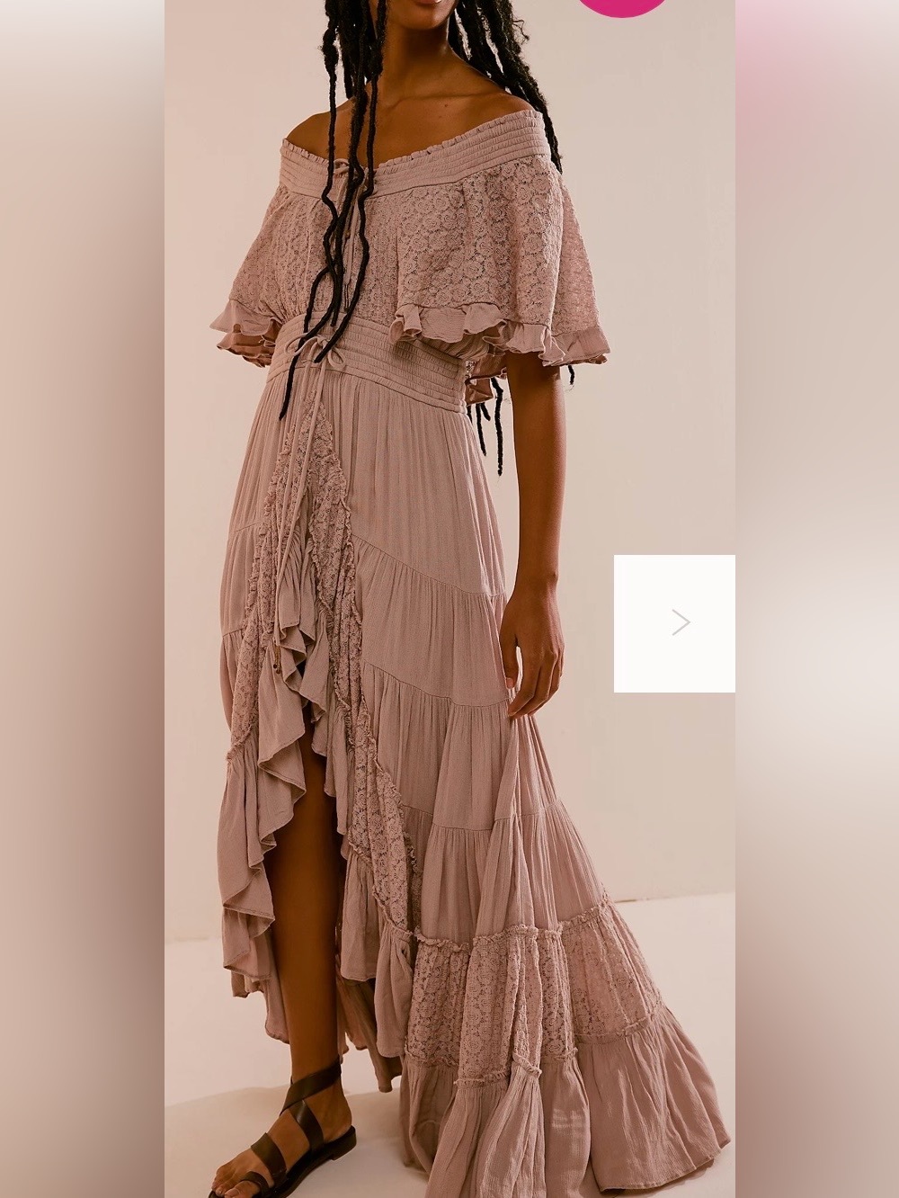 Free People Mauve Blush High-Low Tiered Ruffle Skirt Brand New
